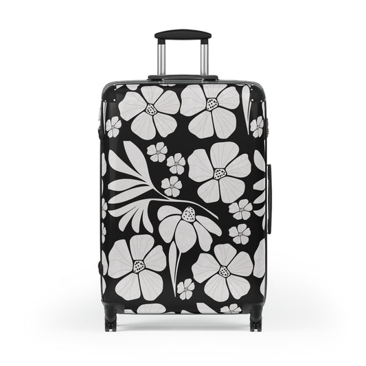 Suitcase Boho Floral Design Black'n White Travel Bag