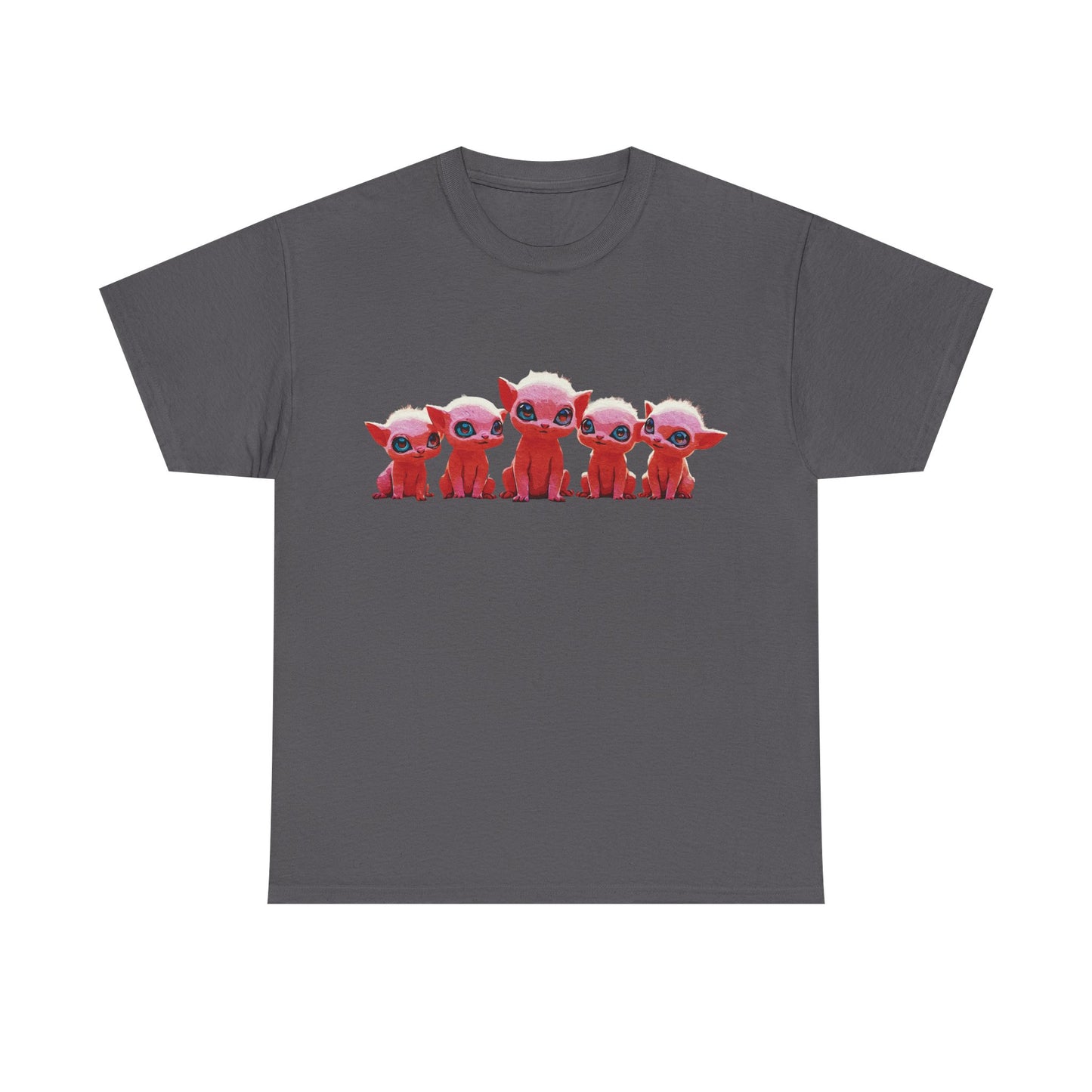 "Squad Goals: Adorable Red Creatures United - Friendship & Joy Collection" - Cute Cartoon Animal Unisex Heavy Cotton Tee, Fun Graphic Shirt, Gift for Animal Lovers, Casual Outfit, Summer Apparel