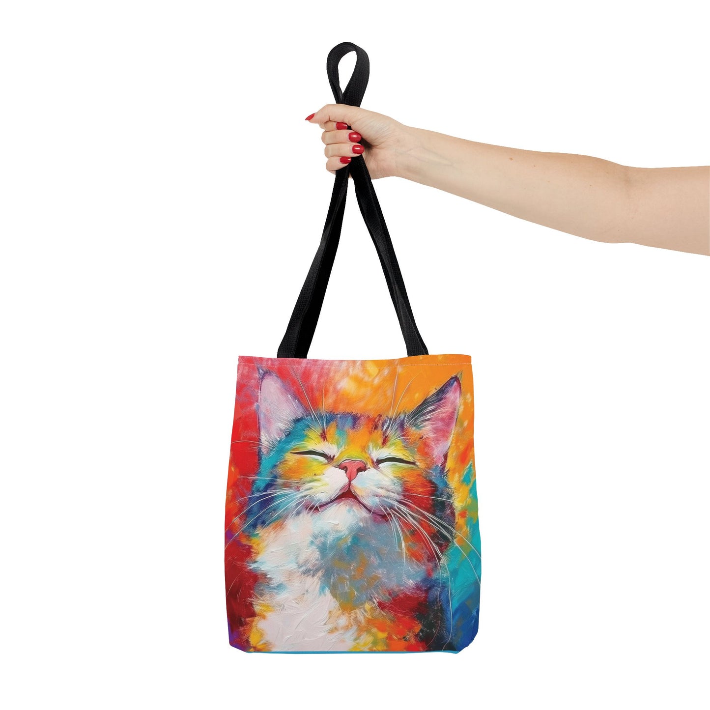 Colorful Cat Tote Bag: Pawsitive Vibes