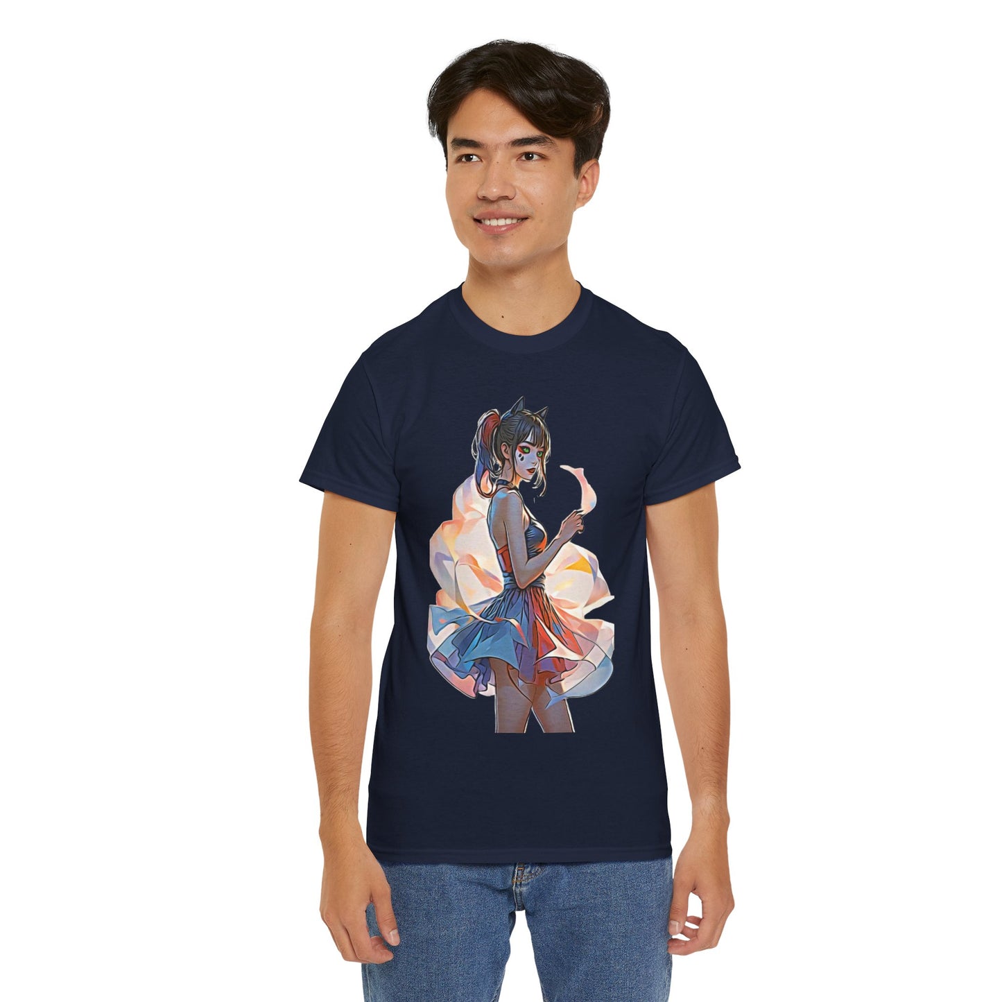 ✨Moonlit Grace: Anime Catgirl Aura for Casual Wear, Posters, Mugs and much more. - Artistic Cat Lady Tee, Cool Graphic Shirt for Animal Lovers, Ideal Gift for Birthdays & Cat Lovers, Casual Wear, Unisex Cotton Tee